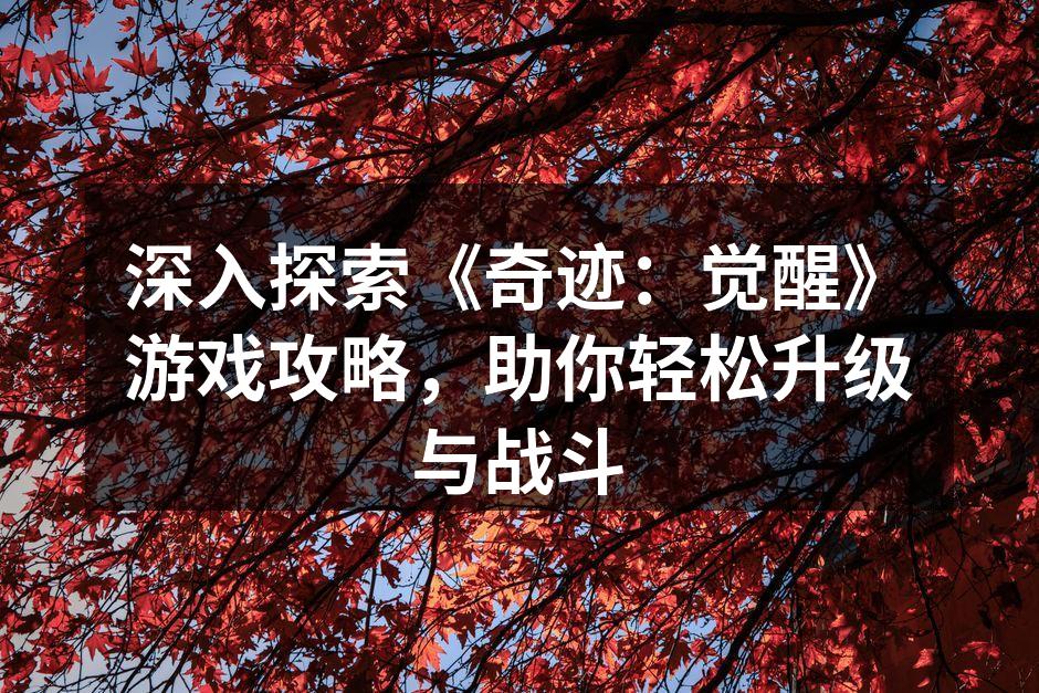 深入探索《奇迹：觉醒》游戏攻略，助你轻松升级与战斗